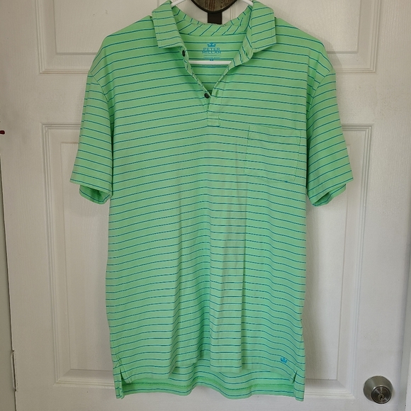 (856) Peter Millar Men's Short Sleeve Three Button Polo Shirt,Size:M, Green - Picture 2 of 11